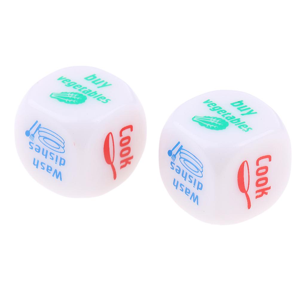 4x2Pieces Housework Dice Six Sided D6 Chores Dies for Family Play Fun Toy Gift