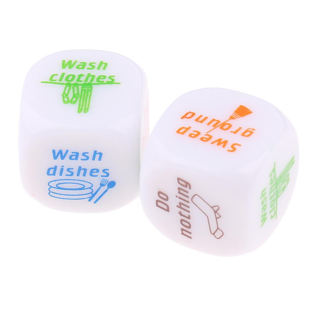 2x2Pieces Housework Dice Six Sided D6 Chores Dies for Family Play Fun Toy Gift