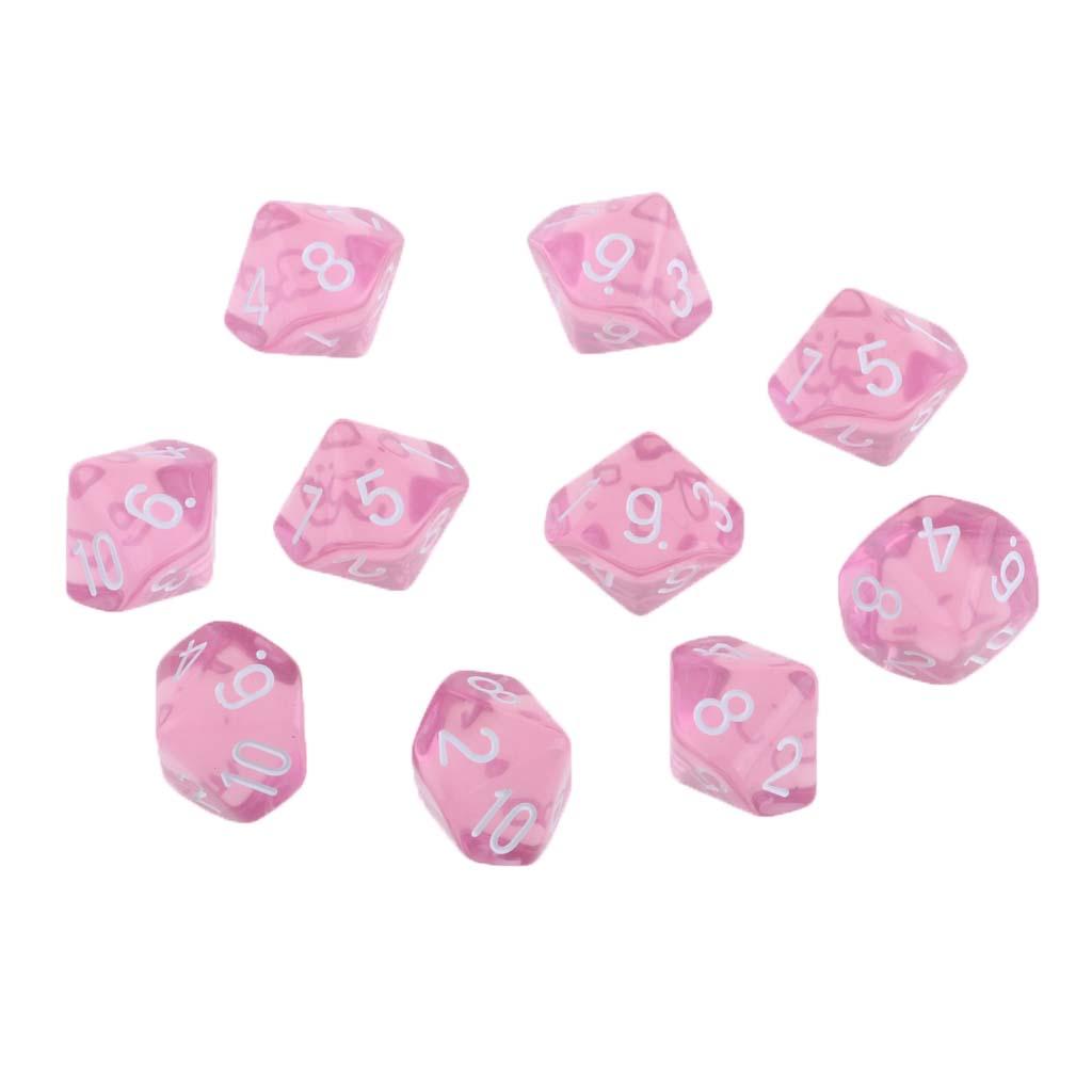 4x10 Pieces Plastic D10 Dice for D&D RPG   Board Game Toy DIY Pink