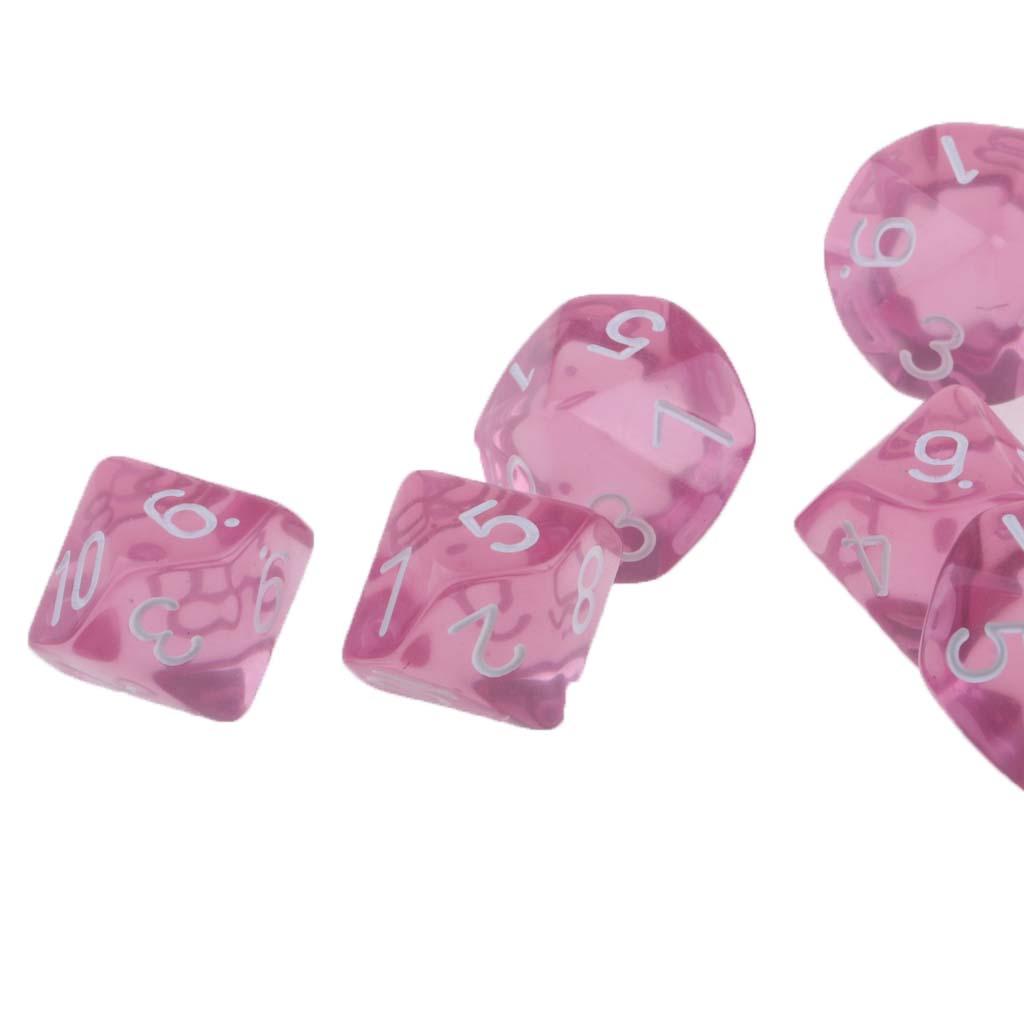 4x10 Pieces Plastic D10 Dice for D&D RPG   Board Game Toy DIY Pink