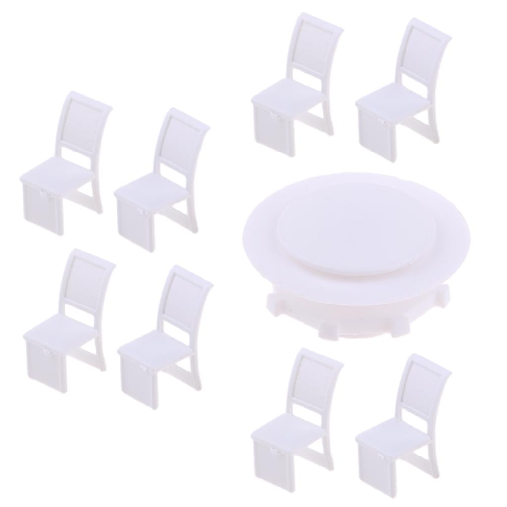 3xMiniature Dollhouse Kitchen Scenery Model 1:100 HO Scale Dining Table Chairs