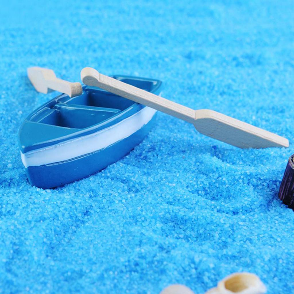 4xDIY Resin Model Small Blue Boat with Paddles for Microlandschaft Decoration