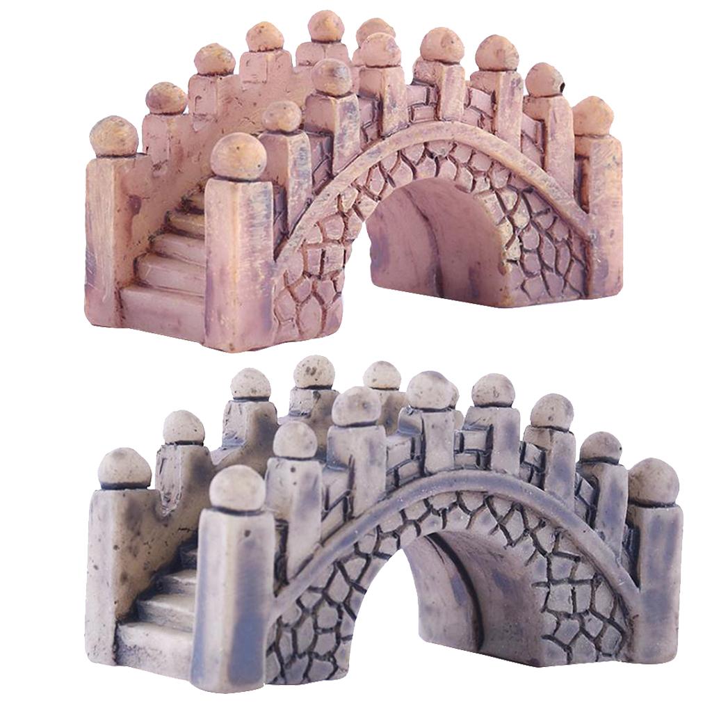4xResin Bridge Figurine Fairy Garden Miniatures DIY Micro Landscape Decoration