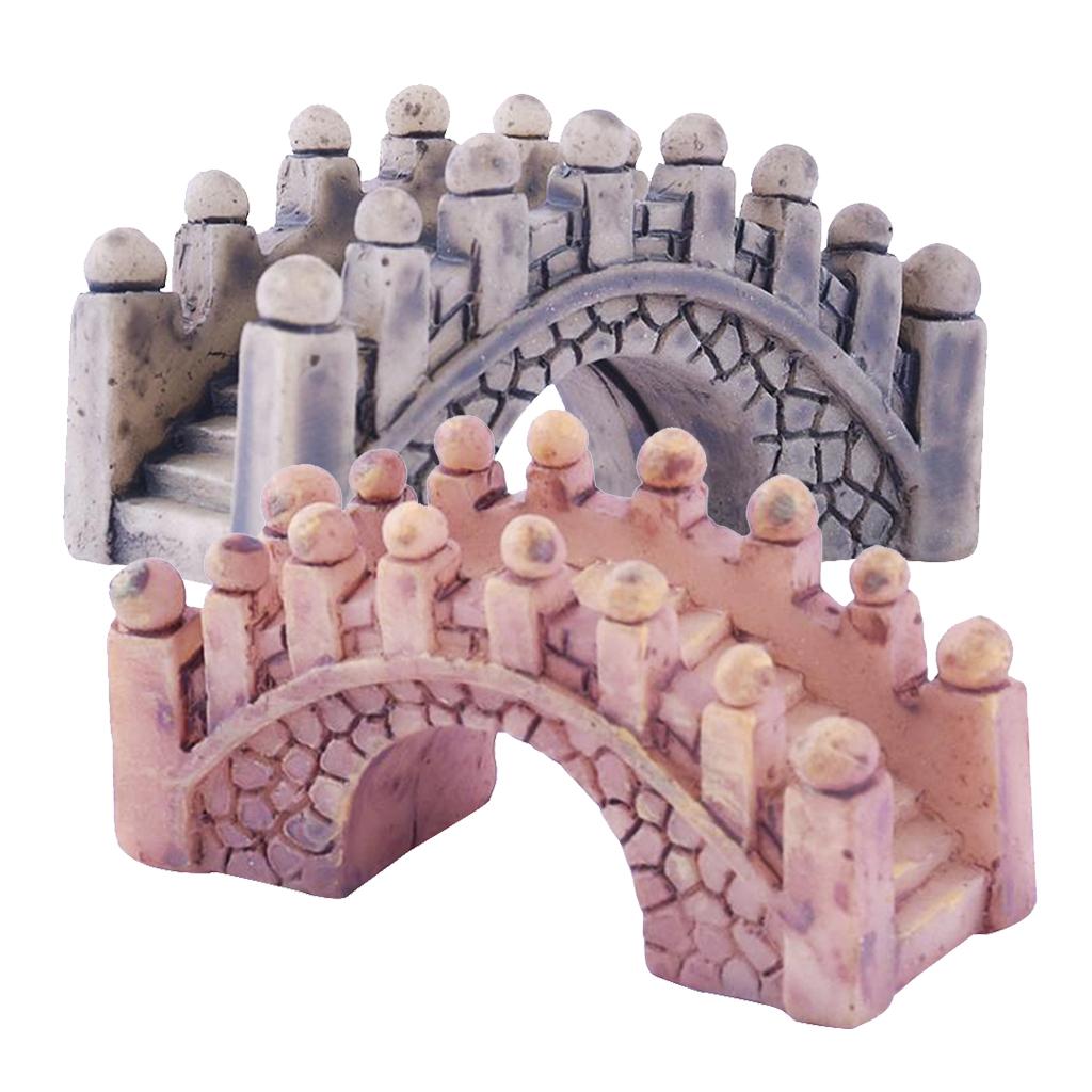 3xResin Bridge Figurine Fairy Garden Miniatures DIY Micro Landscape Decoration