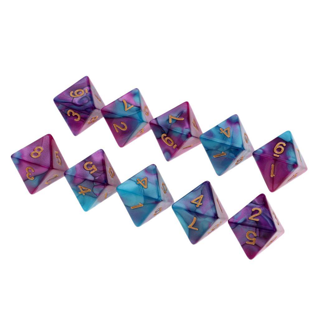 4x10pcs Multi-sided Dice Polyhedron Dice D8 for D&D TRPG Table Game Purple+Blue
