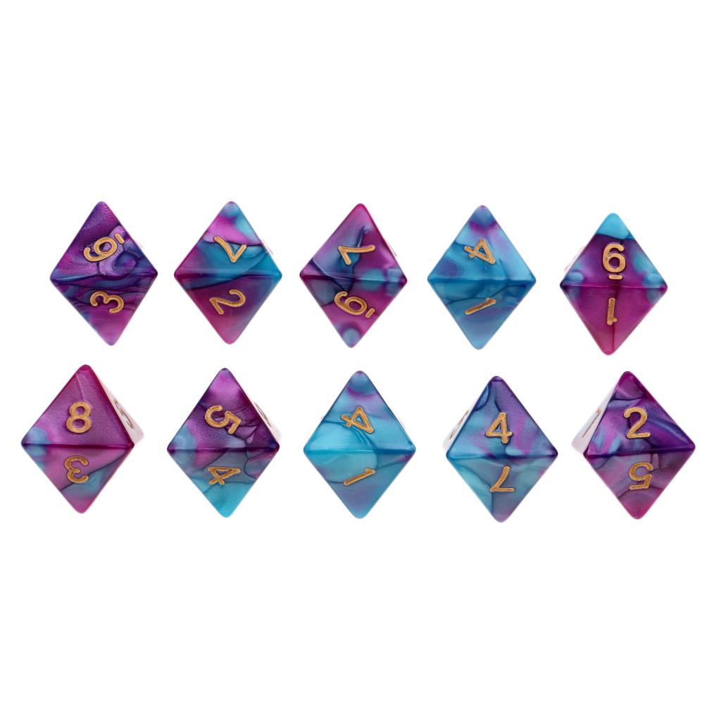 4x10pcs Multi-sided Dice Polyhedron Dice D8 for D&D TRPG Table Game Purple+Blue