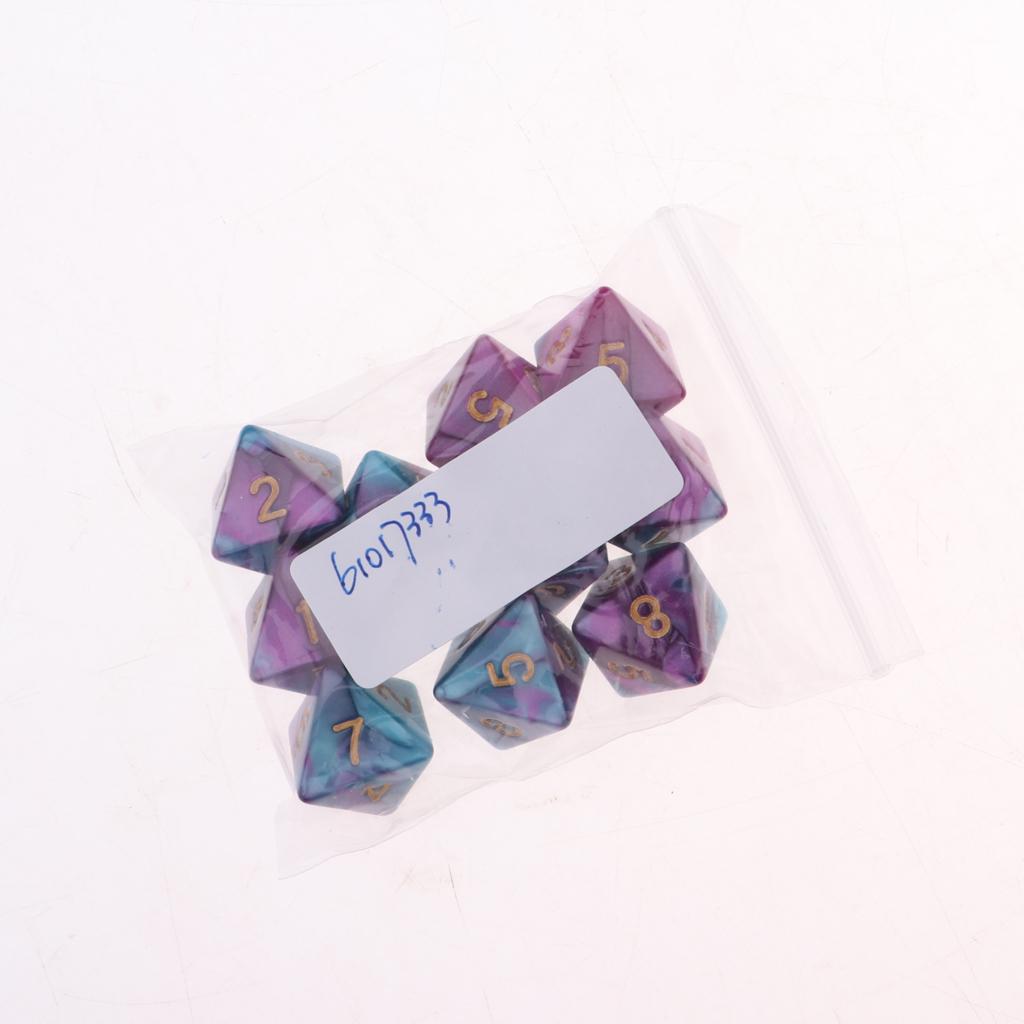 2x10pcs Multi-sided Dice Polyhedron Dice D8 for D&D TRPG Table Game Purple+Blue