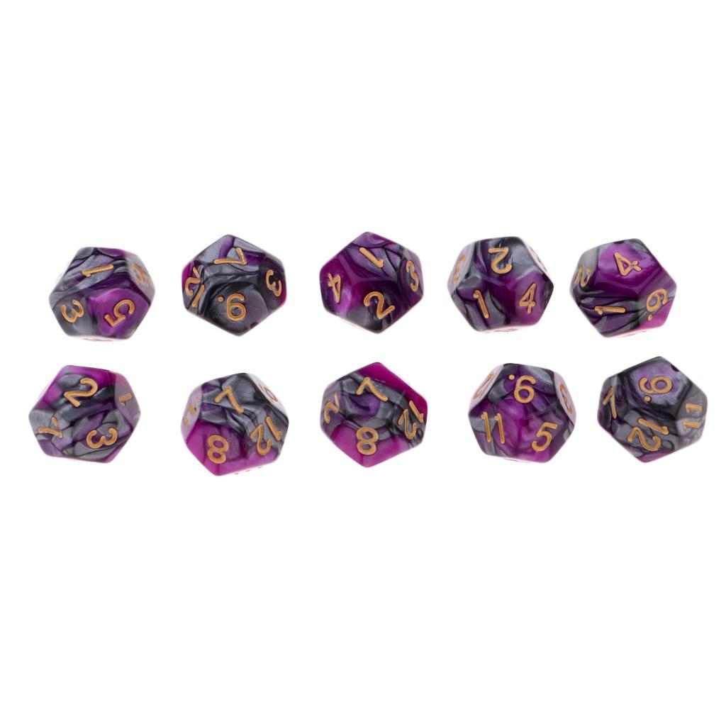 4xMulti-sided Dice Polyhedron Dice D12 for D&D TRPG Table Game Purple+Grey