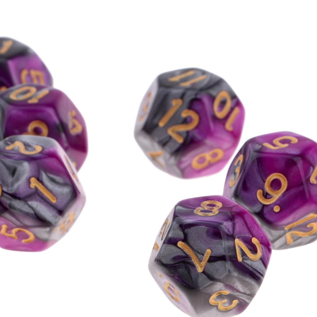 2xMulti-sided Dice Polyhedron Dice D12 for D&D TRPG Table Game Purple+Grey