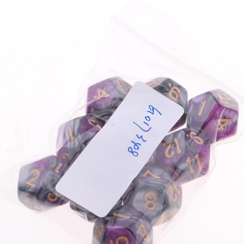 3xMulti-sided Dice Polyhedron Dice D12 for D&D TRPG Table Game Purple+Grey