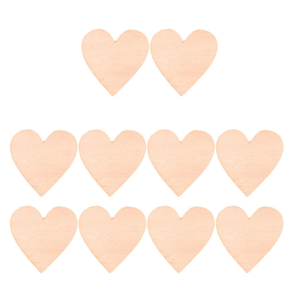 3x10pcs Natural Cutouts Wood Heart Shapes DIY Craft Wooden Embellishments