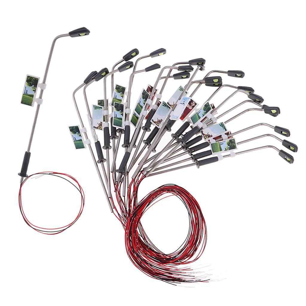 20Pc Stainless Steel LED Light Wire Lamppost 1/200 for Diorama Architecture Scenery Building