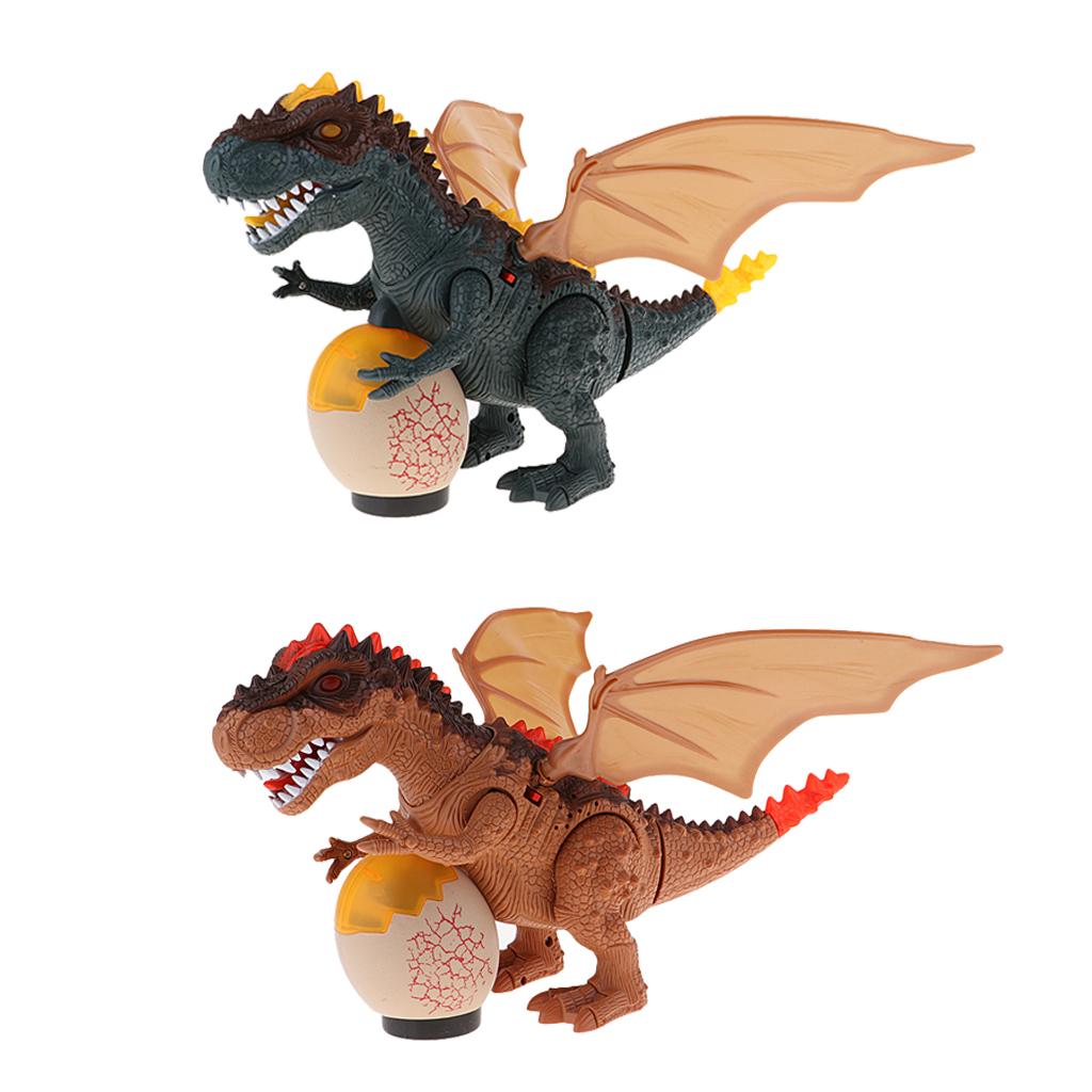 2Pcs Tyrannosaurus Walking Dinosaur with Lights & Realistic Sounds Green