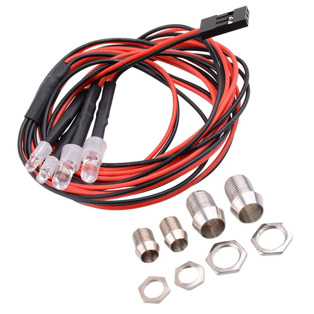 4xHeadlights for 1/5 1/8 1/10 1/12 1/16 RC Car Truck 4 LED Light Kit Red White
