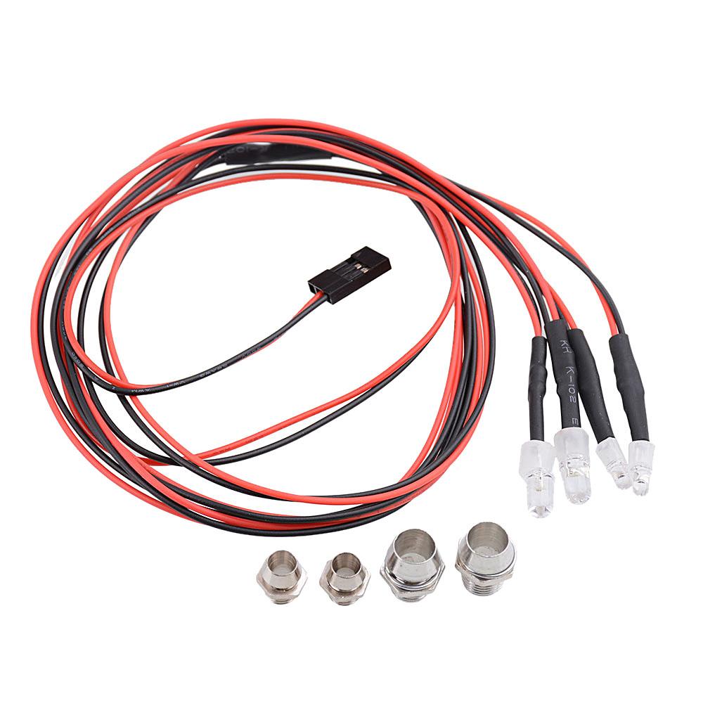 4xHeadlights for 1/5 1/8 1/10 1/12 1/16 RC Car Truck 4 LED Light Kit Red White