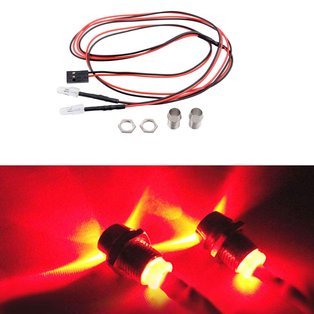 2xRC LED Lamp Light for 1/5 1/8 1/10 1/12 1/16 Model Car Spare Parts Red