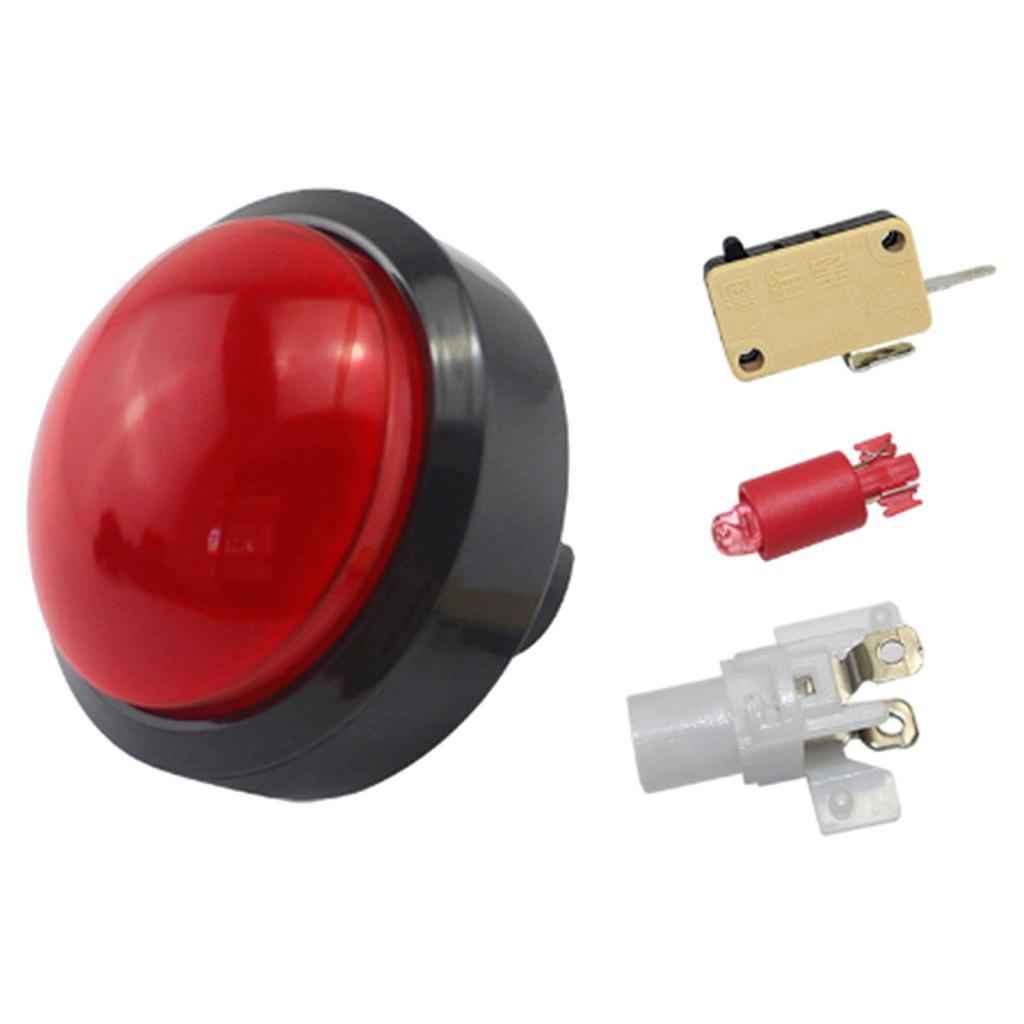 Dome Convex Type LED Illuminated Push Button For Arcade Machine Games Red