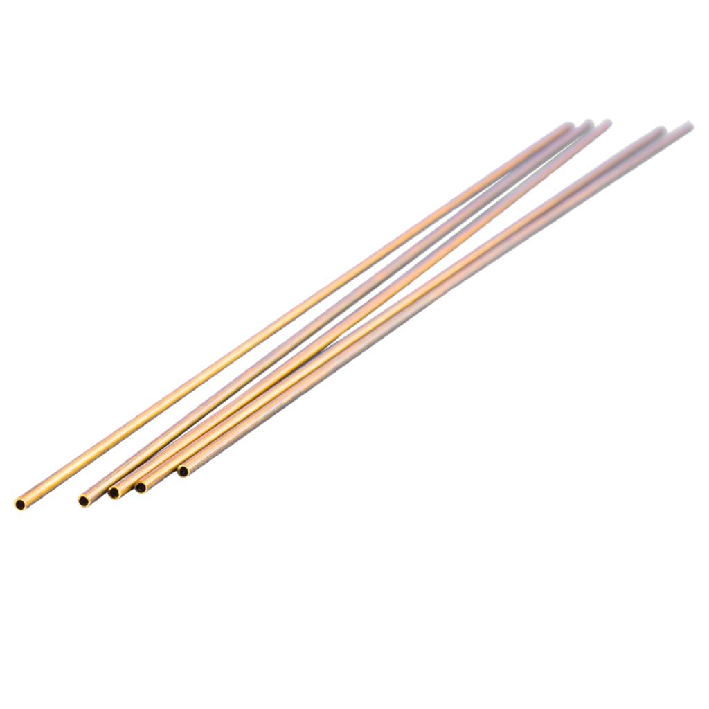 4x5pcs Brass Tubes Brass Rods Round Copper Bar Metal Stick DIY 300mm C