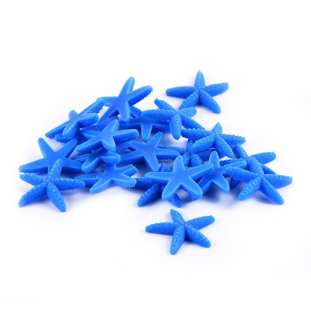 4x20pieces Cute Resin Miniature Starfish L Fish Tank Garden Ornaments Blue