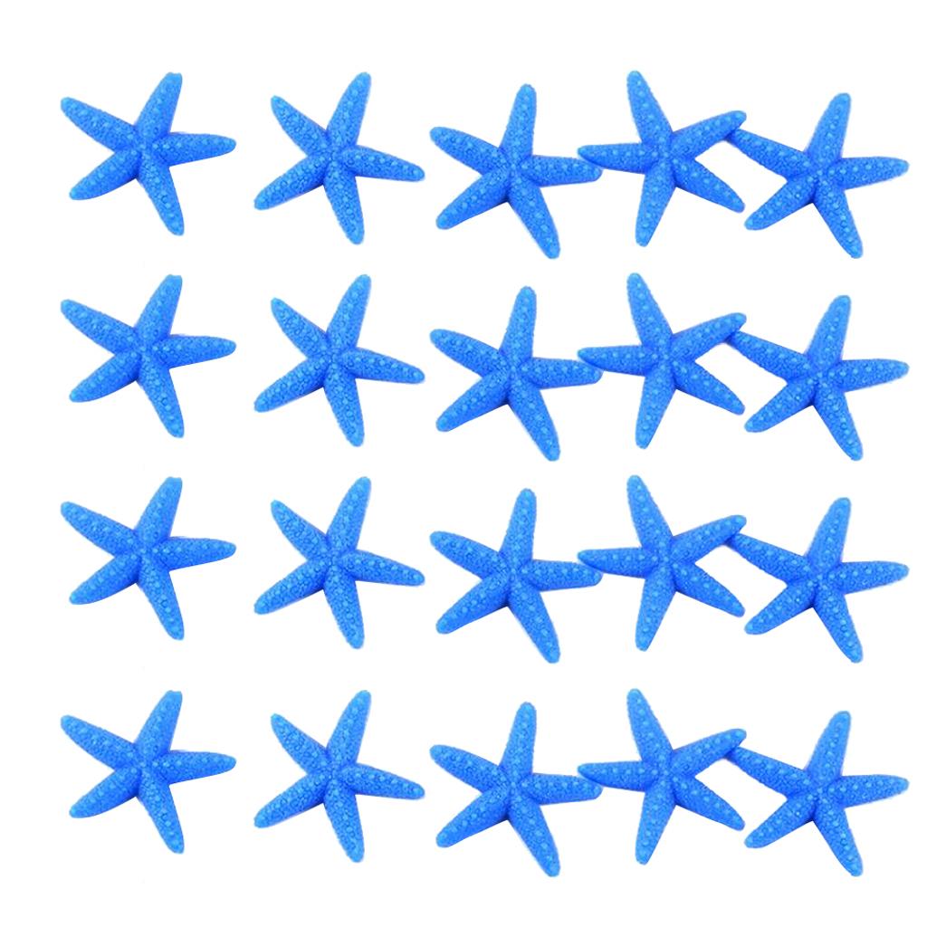 2x20pieces Cute Resin Miniature Starfish L Fish Tank Garden Ornaments Blue