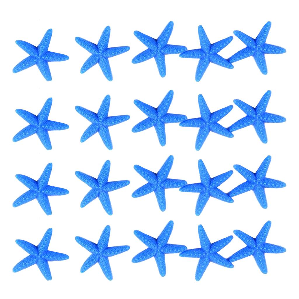 3x20pieces Cute Resin Miniature Starfish L Fish Tank Garden Ornaments Blue