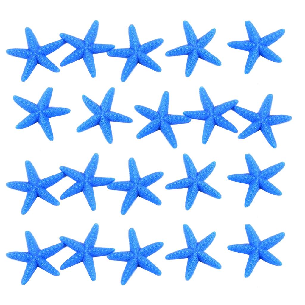 2x20pieces Cute Resin Miniature Starfish L Fish Tank Garden Ornaments Blue