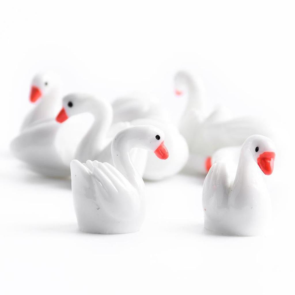 6xWhite Cygnus Lake Model Sculpture Set for Fairy Garden Dollhouse Decoration