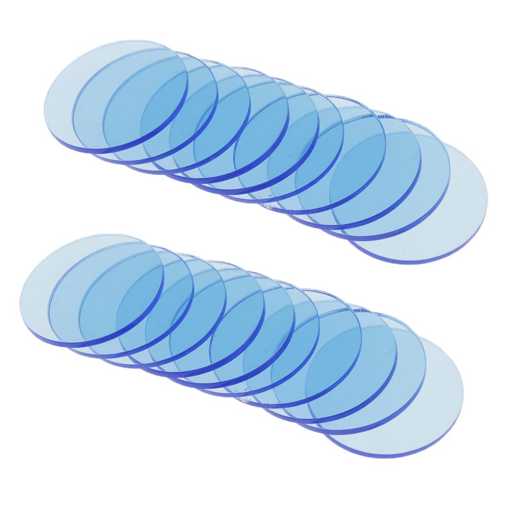 2x20pcs Mini Acrylic Round Base Display Stand Board Discs Accessory 4cm Blue