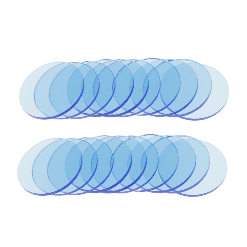2x20pcs Mini Acrylic Round Base Display Stand Board Discs Accessory 4cm Blue