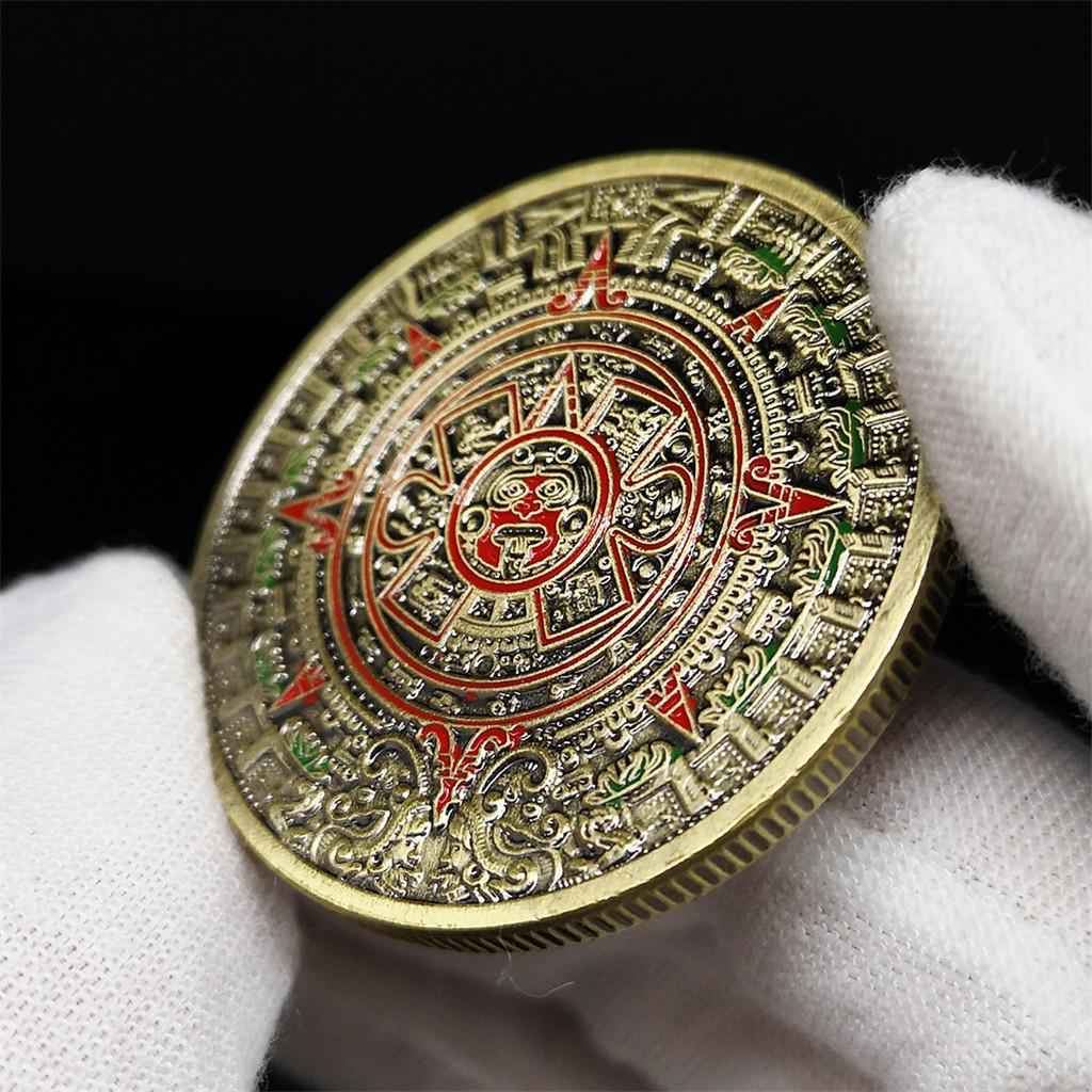 1pc Mayan Qilong Green Bronze Coin Pyramid Lucky Commemorative Medallion
