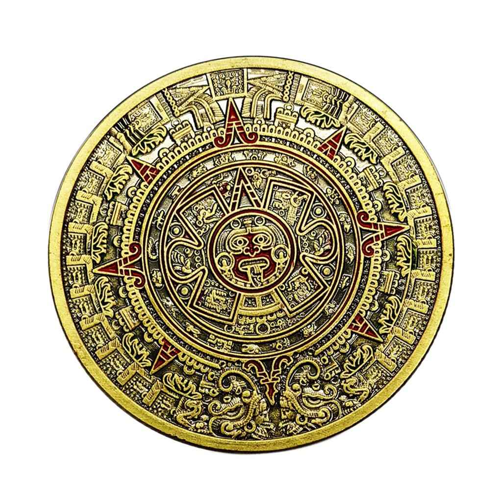 1pc Mayan Qilong Green Bronze Coin Pyramid Lucky Commemorative Medallion