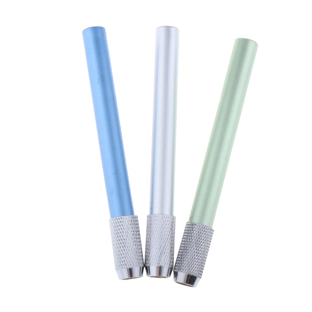 2xAssorted Colors Pencil Lengthener Pencil Extender Holder silver+blue+green