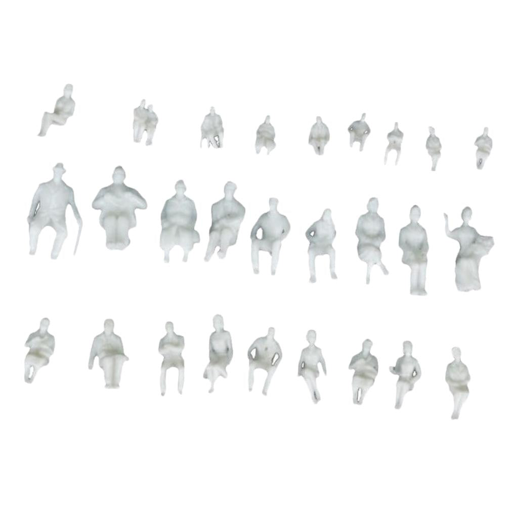 3xModel People Sitting White Figures Train Park Street Layout