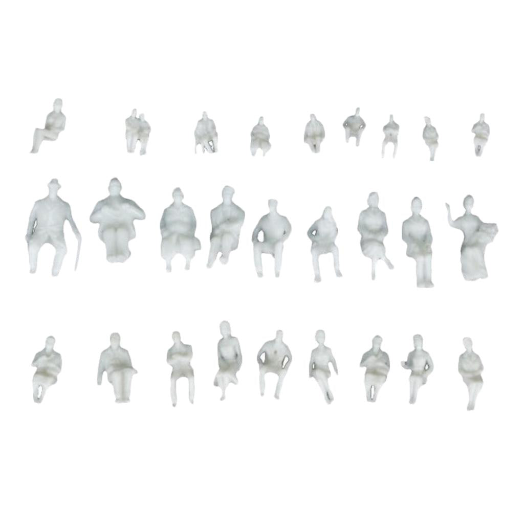 4xModel People Sitting White Figures Train Park Street Layout