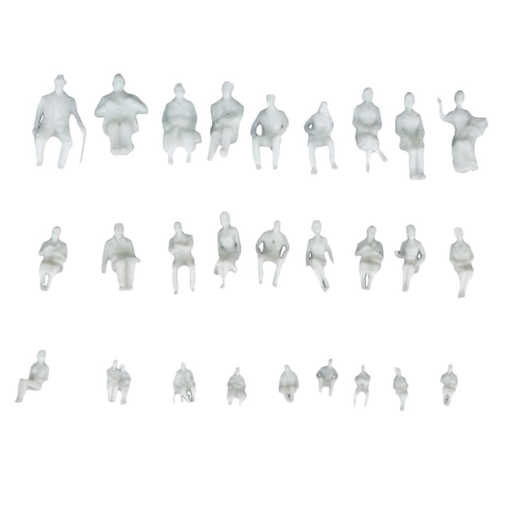 3xModel People Sitting White Figures Train Park Street Layout