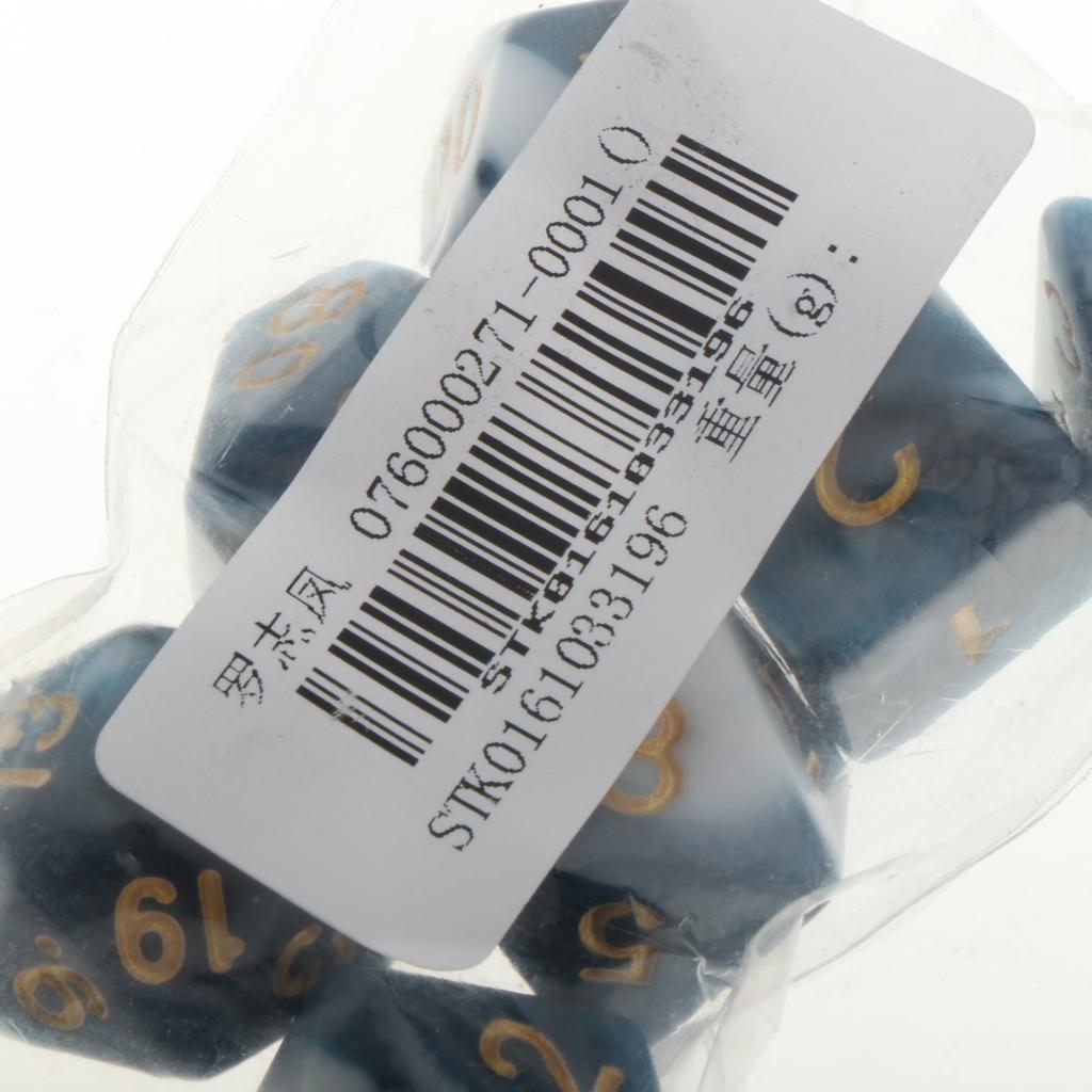 2x7 Pieces Acrylic Polyhedral Dice Set Table Game Party Games Blue White