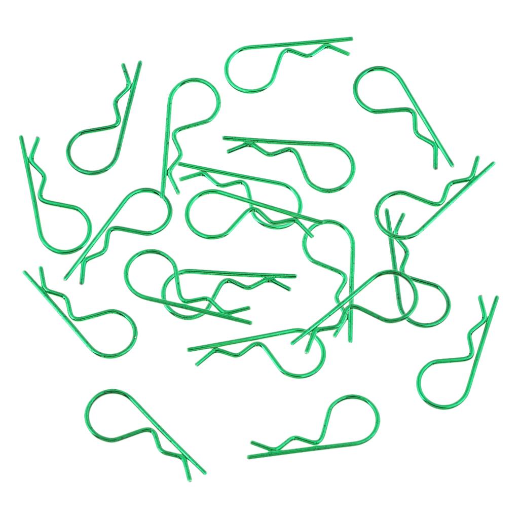 2x20Pcs Metal Large Body Shell Clips Pins For 1/8 1/10 HSP HPI RC Car Green