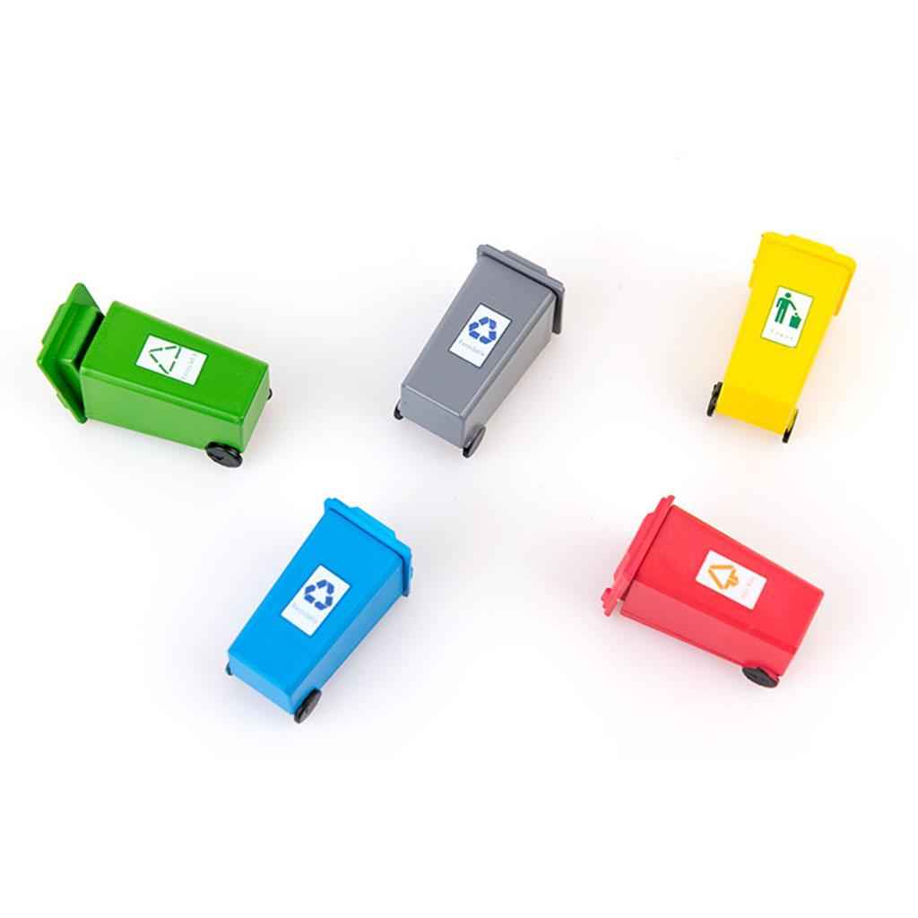 5 Pieces 5 Color Plastic Kids Truck Trash Can Bin Toy Pencil Cup 1:150