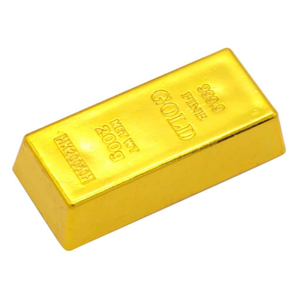 1x Fake Gold Bullion Bar Paperweight Door Stop for Childen Kids Toy Gift