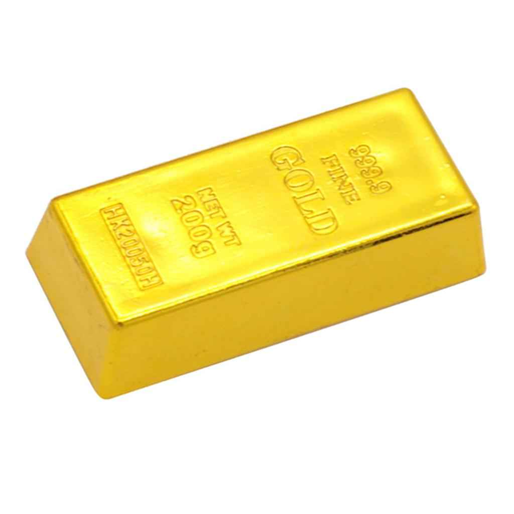1x Fake Gold Bullion Bar Paperweight Door Stop for Childen Kids Toy Gift