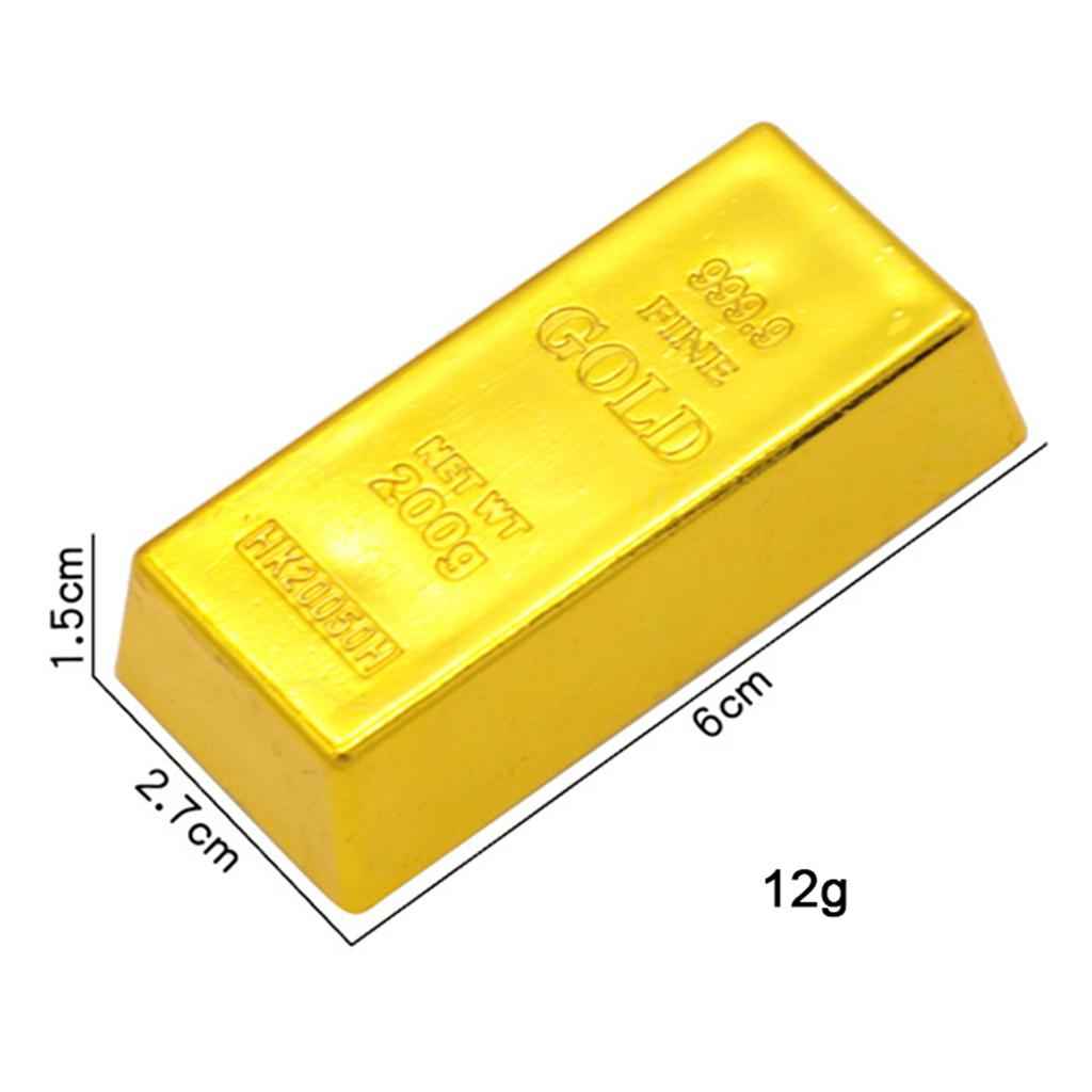 1x Fake Gold Bullion Bar Paperweight Door Stop for Childen Kids Toy Gift