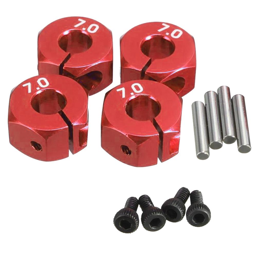 3x4X 12mm Wheel Hex Hub Adapter 7mm Thick For RC Car 1/10 Upgrades Red