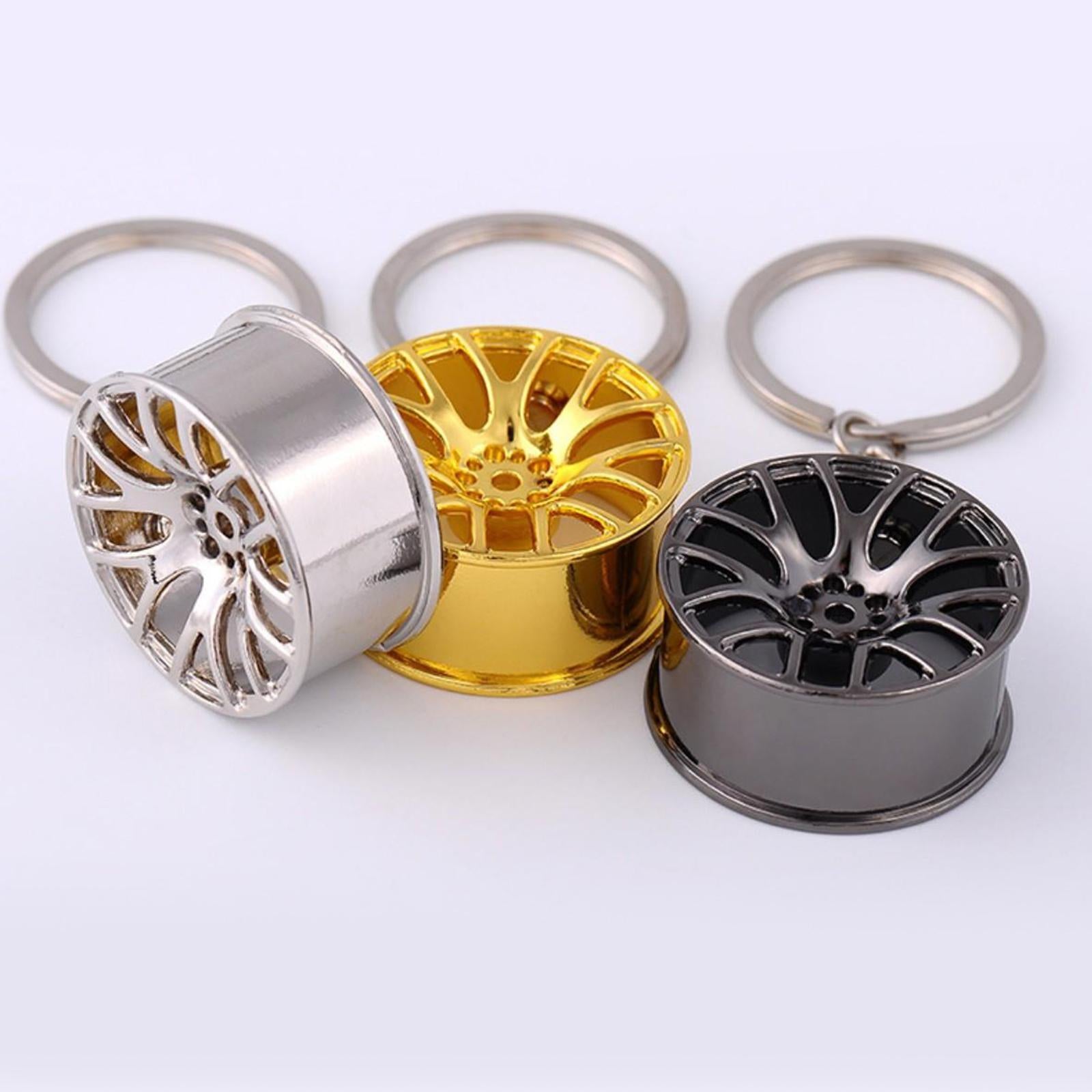 4xWheel Rim Keychain Auto Car Handbag Bag Key Chain Keyring Hanging Gold