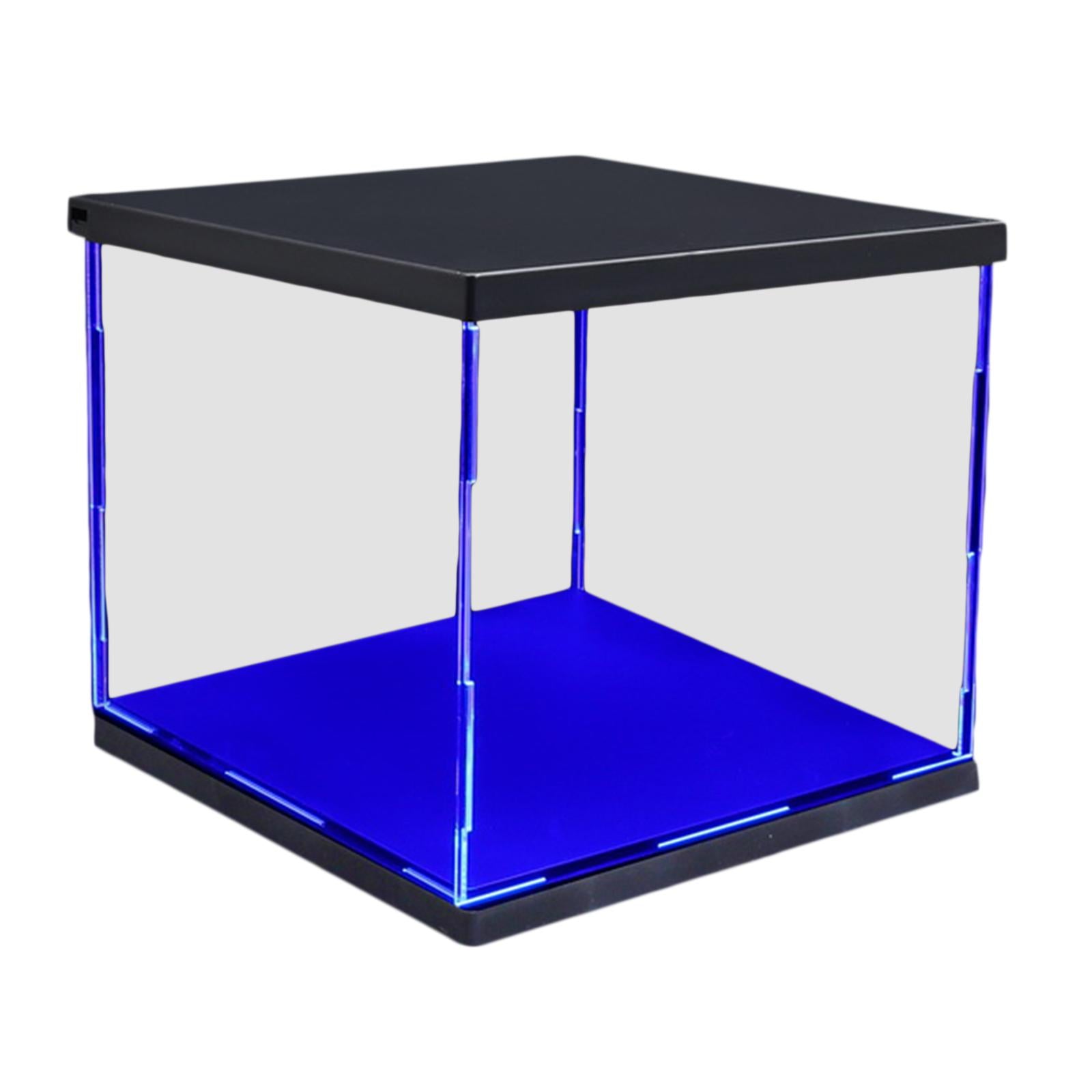 Clear Plastic Display Showcase with LED Light Box for Model Dustproof Blue