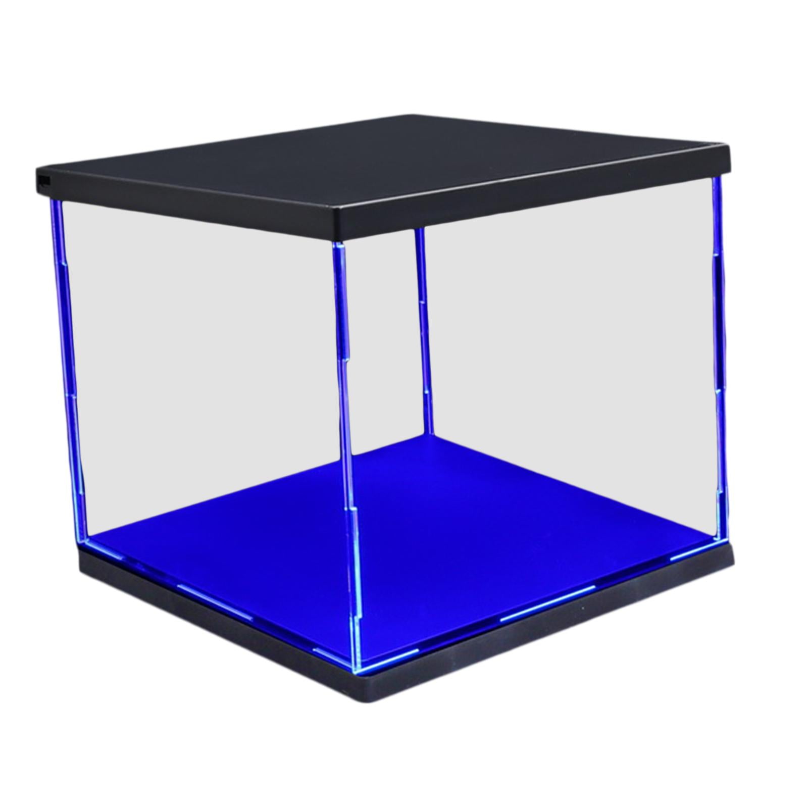 Clear Plastic Display Showcase with LED Light Box for Model Dustproof Blue
