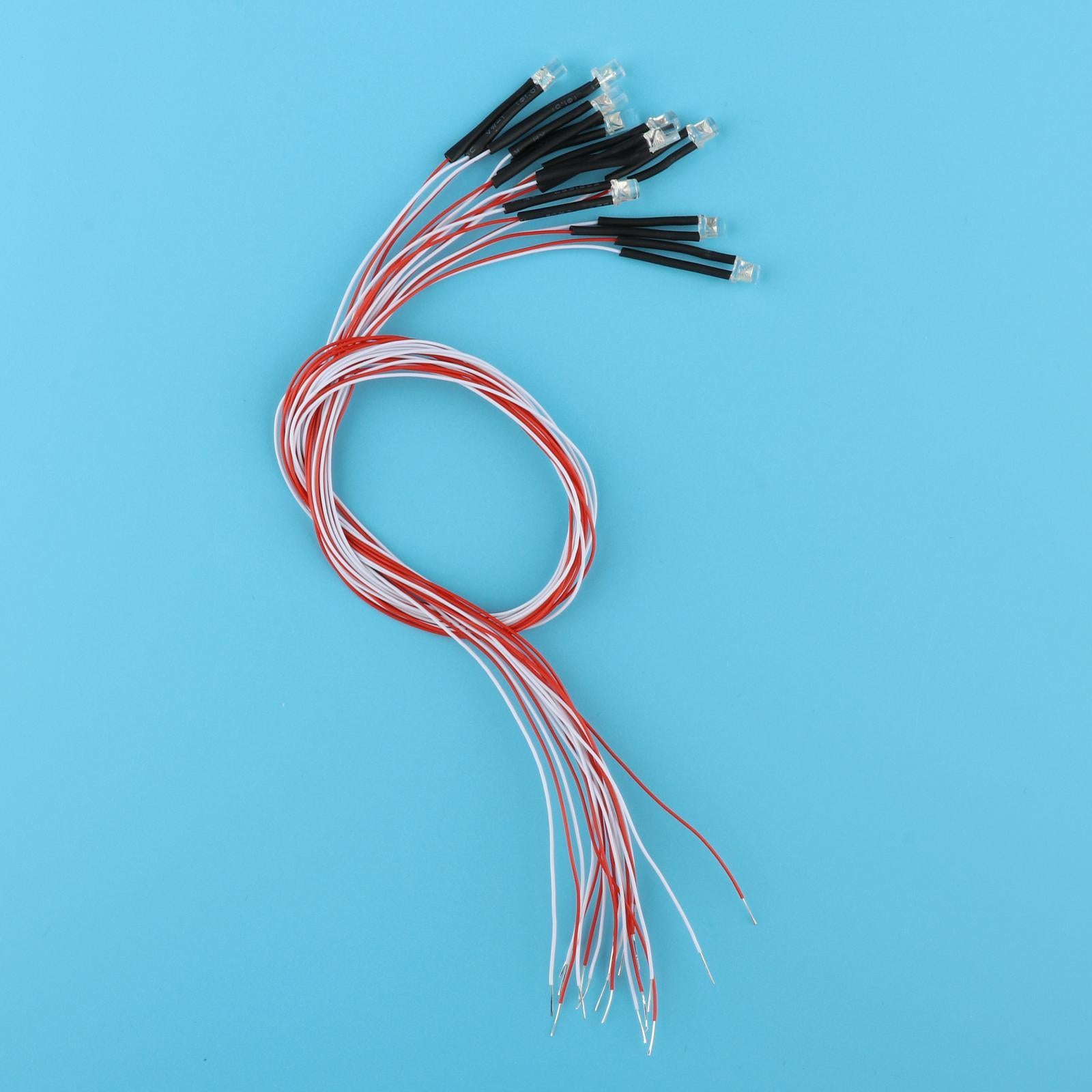 2x10PCS Pre-wired 3mm LED Light Bulb Emitting Diodes DC3V RGB Fast Changing