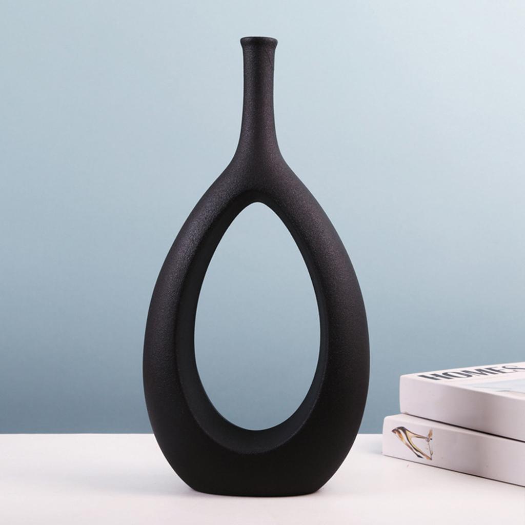 Ceramic Hollow Vase Wedding Centerpieces Home Desktop Flower Arrangement black high