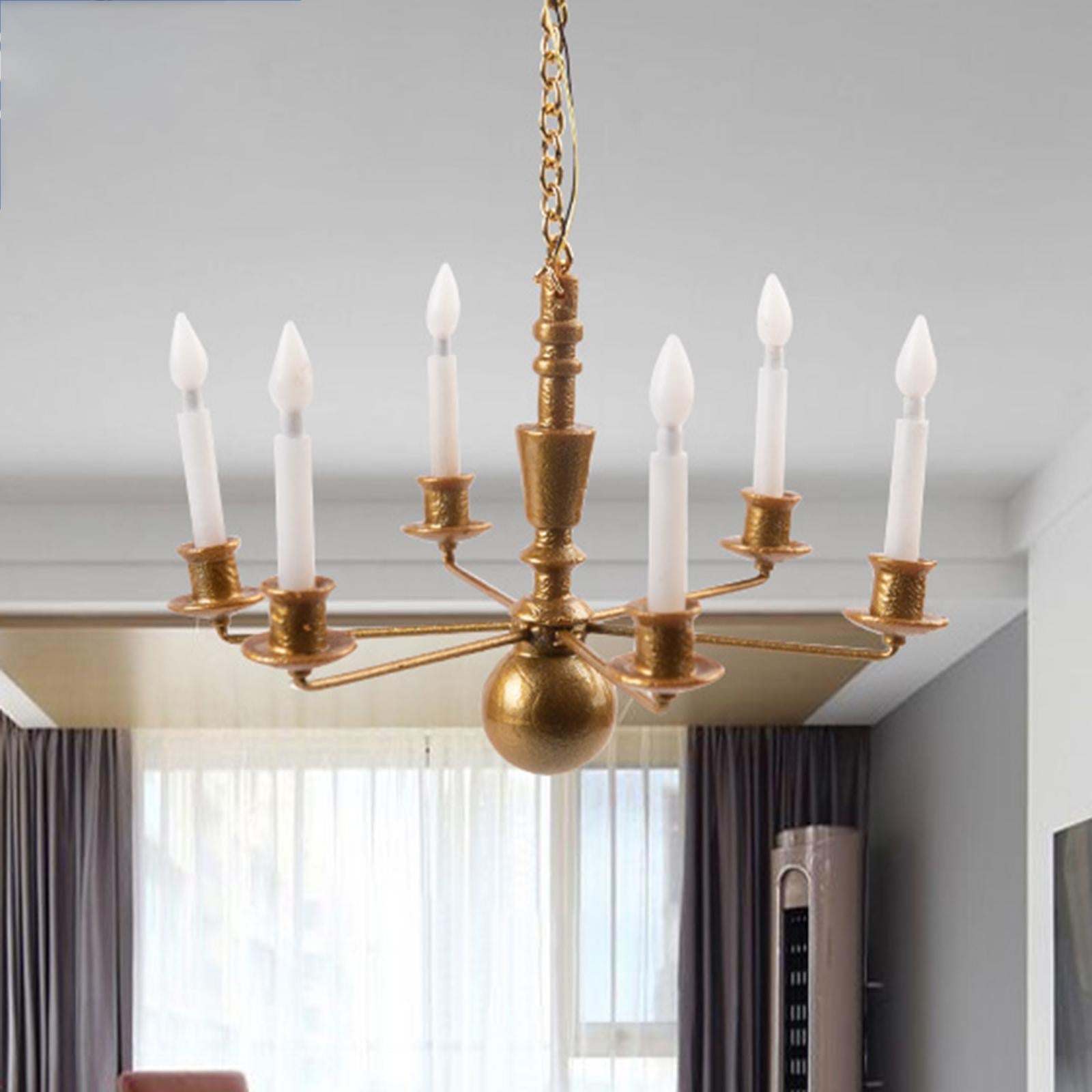 Ceiling Light Fixture Hanging Chandelier Model 1/87 HO Scale Gold 14.5cm