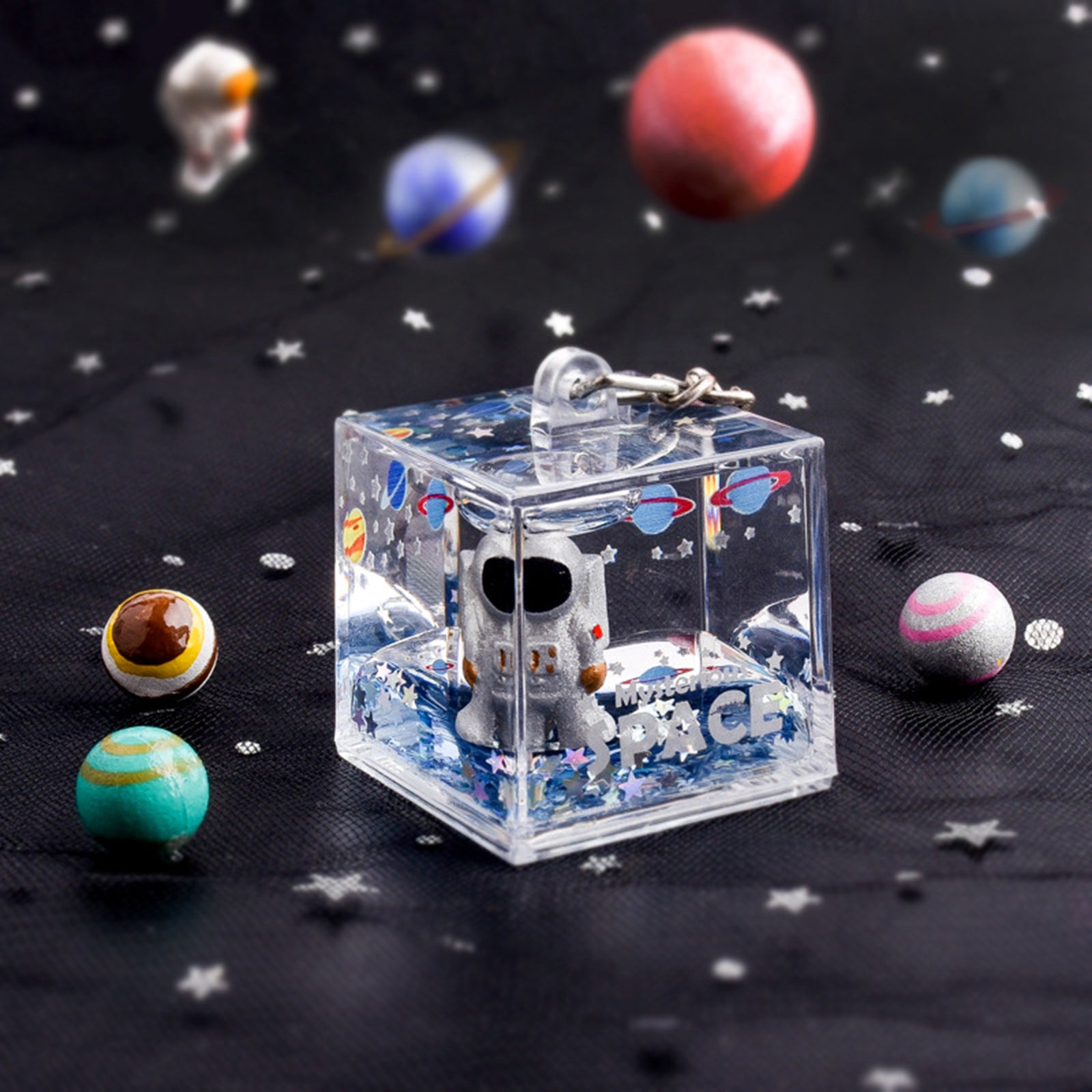 Acrylic Mysterious Space Keyring Quicksand Backpacks Ornaments Adornment White
