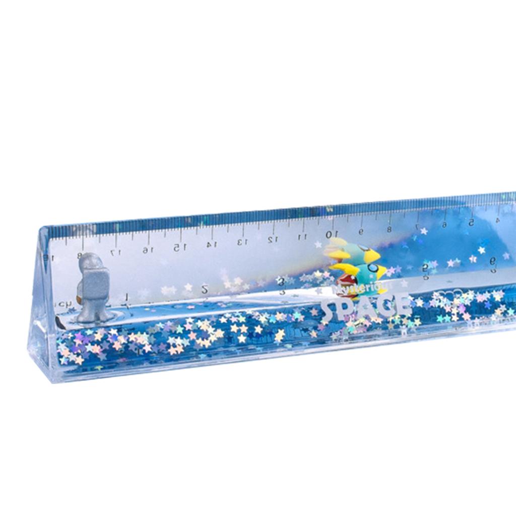 Acrylic Liquid Spaceman Pen Holder Home Office Classroom Decoration Ruler